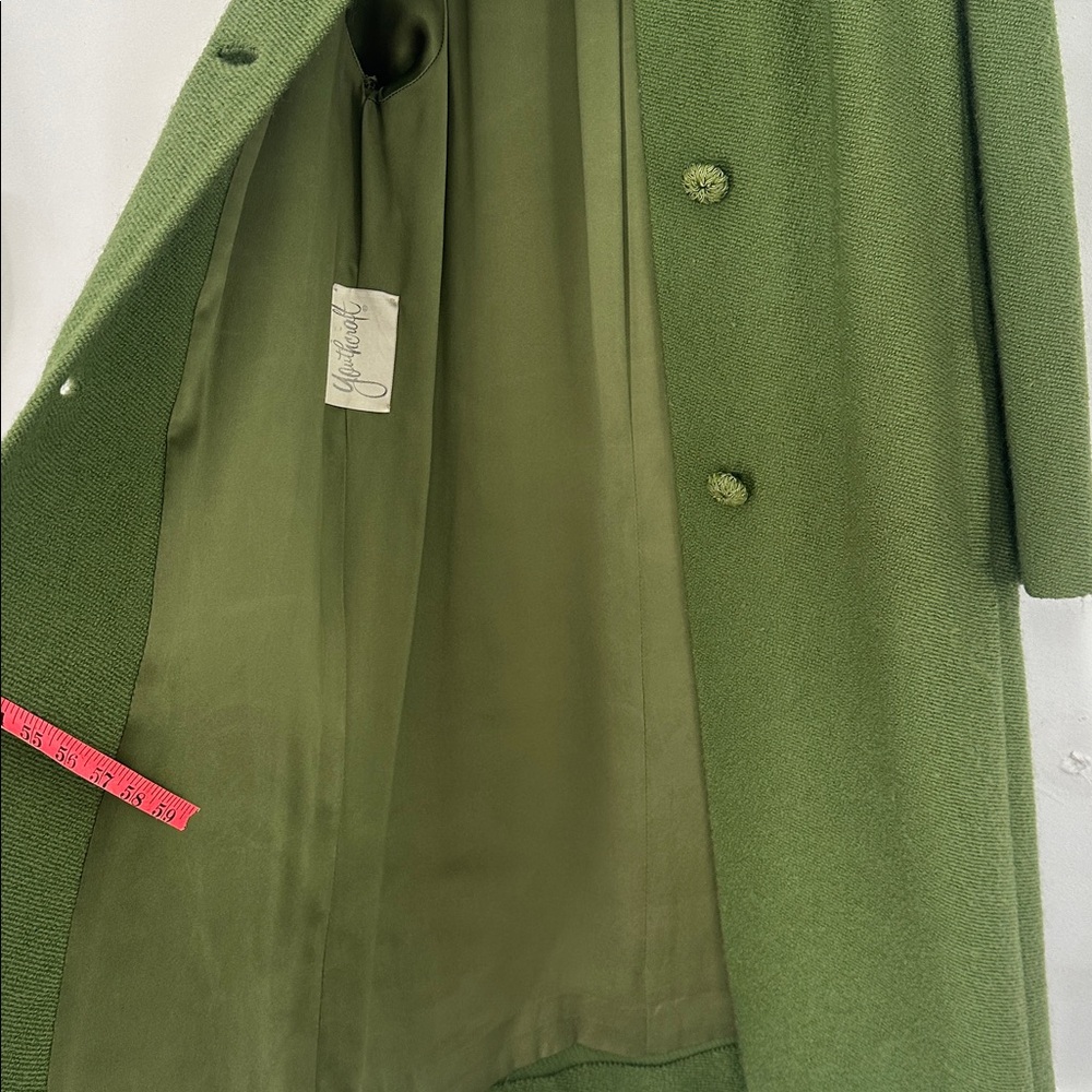 Vintage Green Wool Peacoat With Genuine Mink Collar - Picture 7 of 7